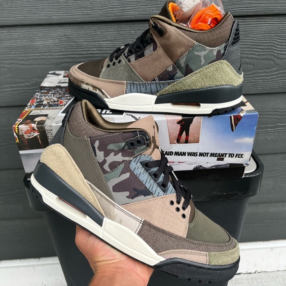 Size 8.5 - Air Jordan 3 Retro Patchwork Camo - Picture 1 of 6